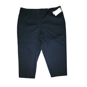 St Johns Bay Pants Womens Plus Size 22W Black Comfort Stretch Waist Crop NWT